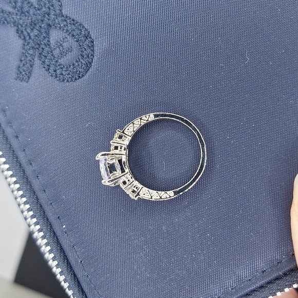 Silver engagement ring cubic zirconia princess cut - Picture 6 of 6